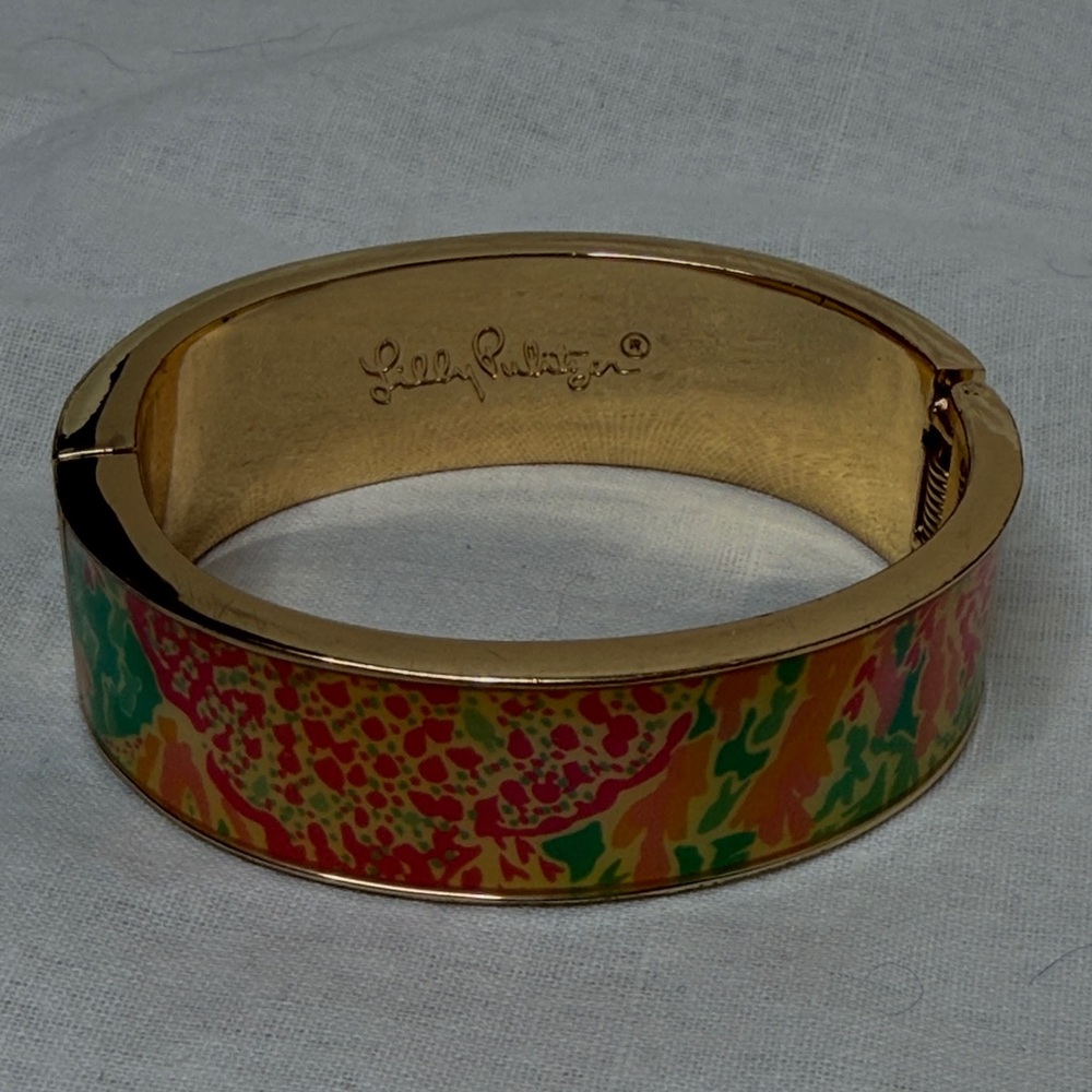 Lilly Pulitzer Gold Boca Bangle Let’s Cha Cha Coral